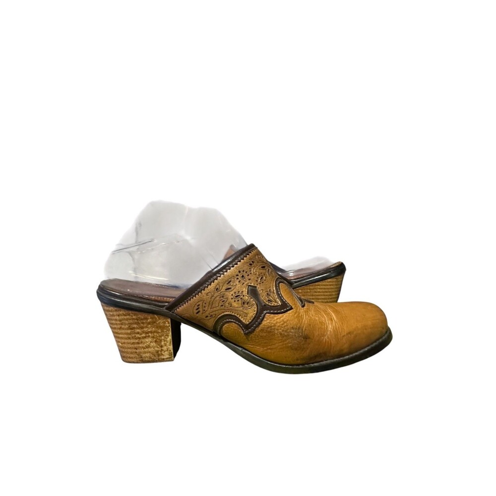Sonora by Double H Womens Western Mules Boots Brown Leather Slip-On size 6.5M